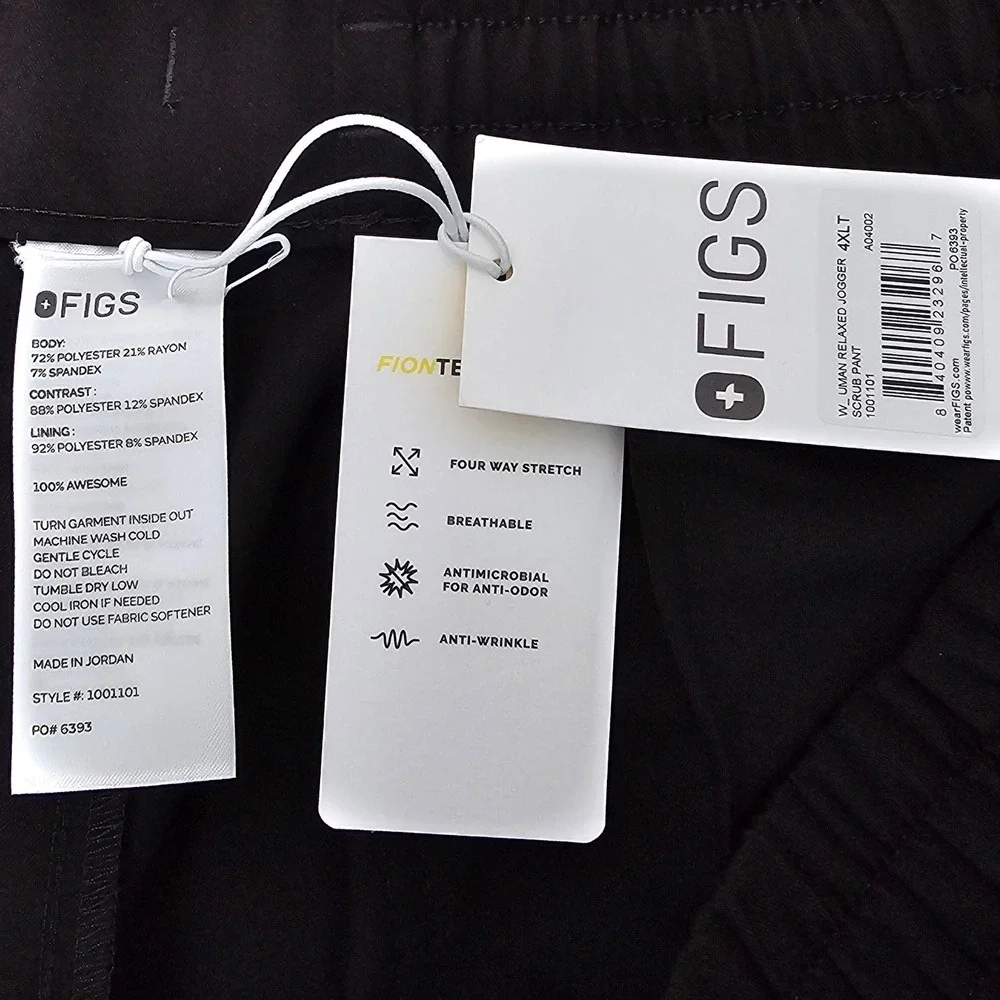 FIGS Womens Uman Relaxed Jogger Scrub Pants 4XLT Black Nurse RN Healthcare